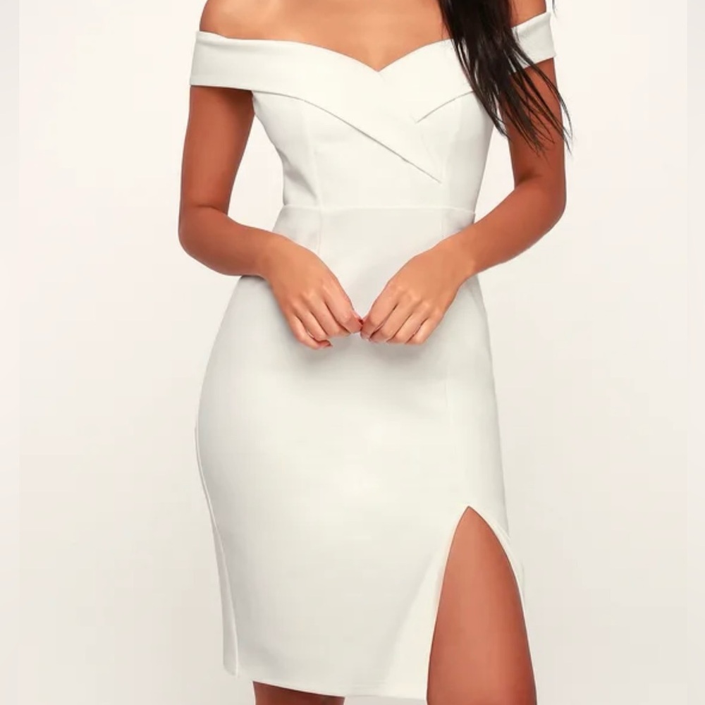 Lulus Classic Glam White Off The Shoulder Bodycon Dress